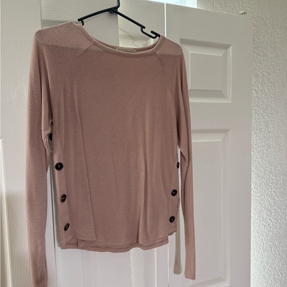 Active USA Dusty Pink Button-Side Blouse